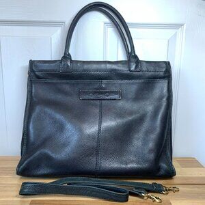Fossil Black Leather Tote Satchel – Everyday Carryall with Strap